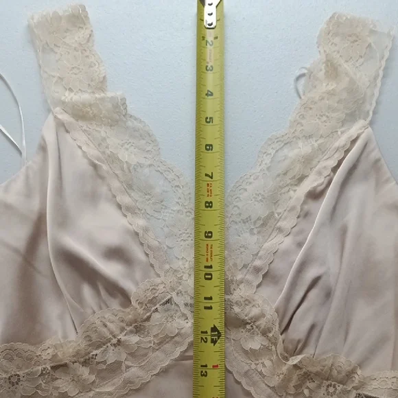 Abercrombie & Fitch Cream Satin Lace Midi Maxi Slip Dress Side Zipper Size XS - Picture 12 of 14